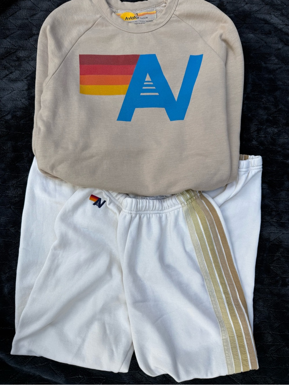 Aviator Nation Vintage White & Sand Set 🌈💛